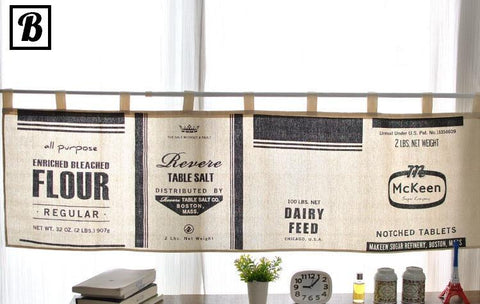 B&W Kitchen Window Short Curtain