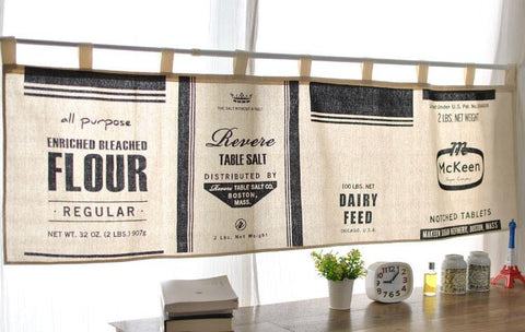 B&W Kitchen Window Short Curtain