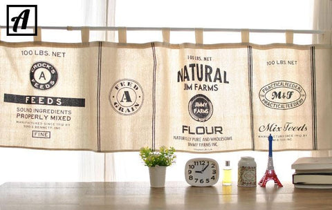 B&W Kitchen Window Short Curtain