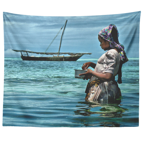 The Fisherwoman -  Original and Exclusive wall art Tapestry