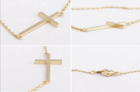 Horizontal cross pendant necklace