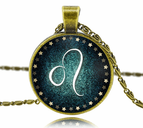 Zodiac Sign Glass Dome Necklace