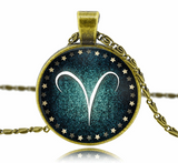 Zodiac Sign Glass Dome Necklace