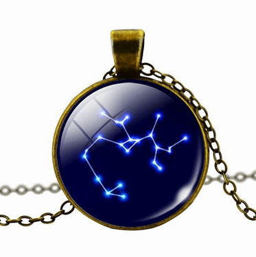 Zodiac Star Constellations Sign Glass Dome Necklace