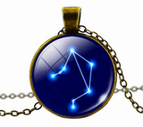 Zodiac Star Constellations Sign Glass Dome Necklace