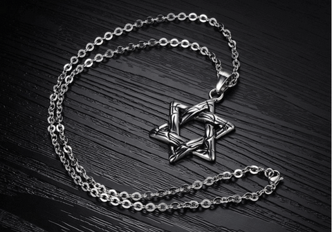 Stainless Steel Crack Syle Star of David Pendant Necklace