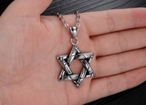 Stainless Steel Crack Syle Star of David Pendant Necklace