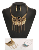 Feather Set Collar Necklace + Earings
