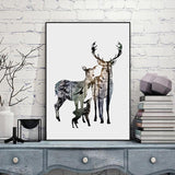 Deer Family Silhouette Poster