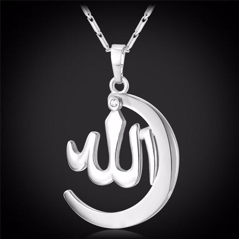 Allah Islam Moon Pandent Necklace