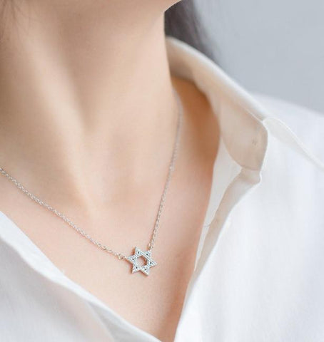 Zirconia Star of David Pendant Necklace - New Design