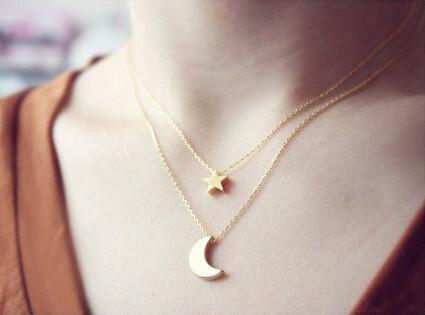 Moon&Star Double  Necklace