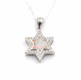 Opal Star Of David Pendant Necklace  - New Design
