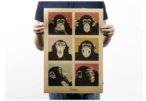 Retro Chimps Poster