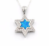 Opal Star Of David Pendant Necklace  - New Design