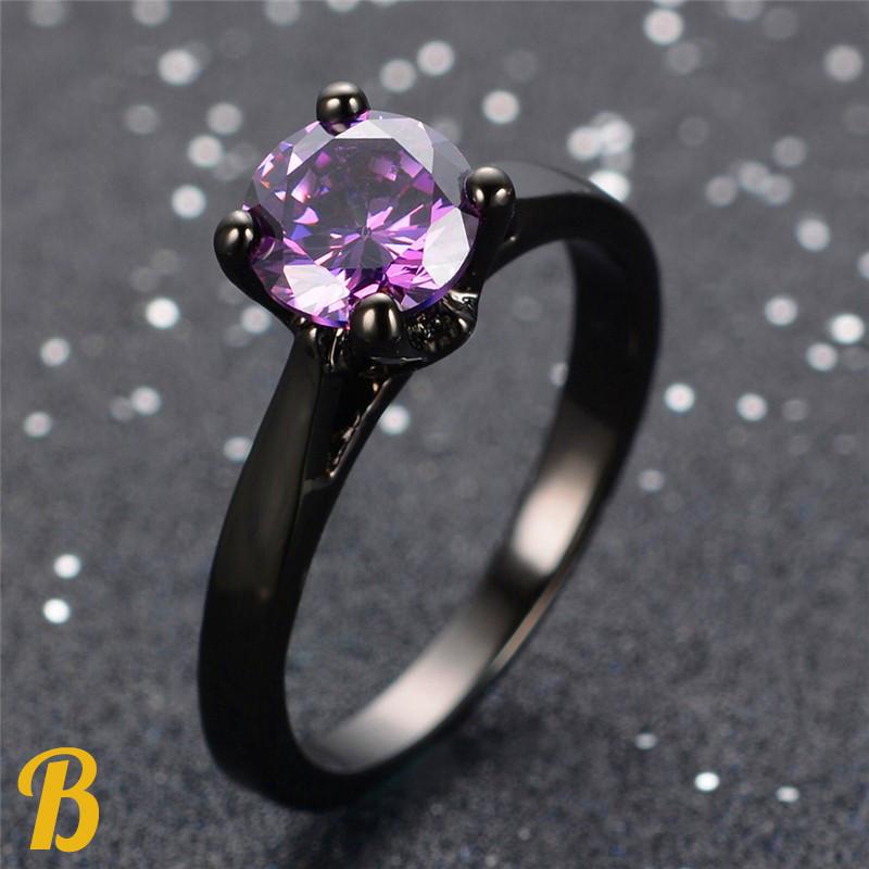 【BLACKPURPLE】[BLACKLABEL] GRAPE PAVE RING 0.70 Carat Purple Amethyst Engagement Ring, Wedding Ring 14K